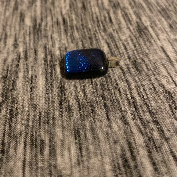 Vintage Y2K Ombré Blue Square Art Glass Pendant for Necklace Costume Jewelry - Picture 14 of 15